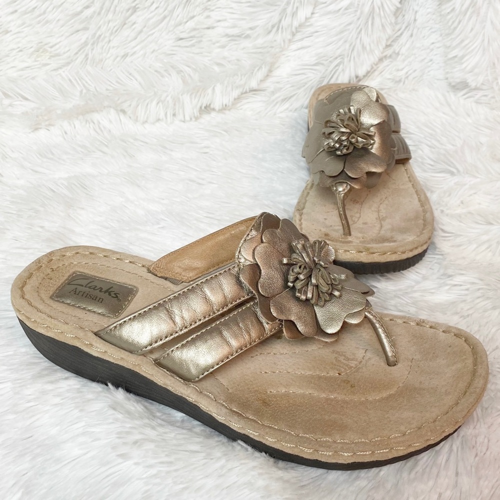 Clarks Gold Flower Sandals